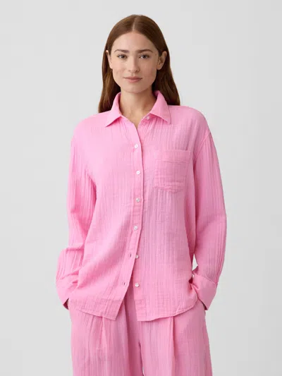Gap Factory Oversized Shirt In Gauze In Pink