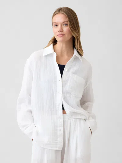 Gap Factory Oversized Shirt In Gauze In White