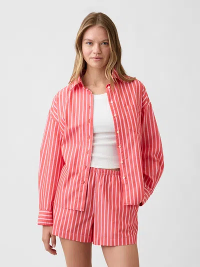 Gap Factory Oversized Shirt In Poplin In Red