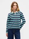 Gap Factory Oversized Stripe Rugby Polo Shirt Shirt In Blue