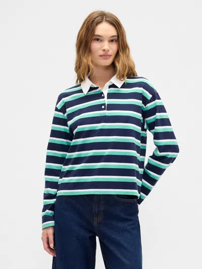 Gap Factory Oversized Stripe Rugby Polo Shirt Shirt In Blue