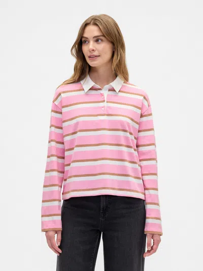 Gap Factory Oversized Stripe Rugby Polo Shirt Shirt In Pink