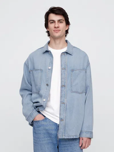 Gap Factory Oversized Supersoft Utility Shirt Jacket In Blue
