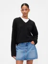 Gap Factory Oversized V-neck Sweater In Black