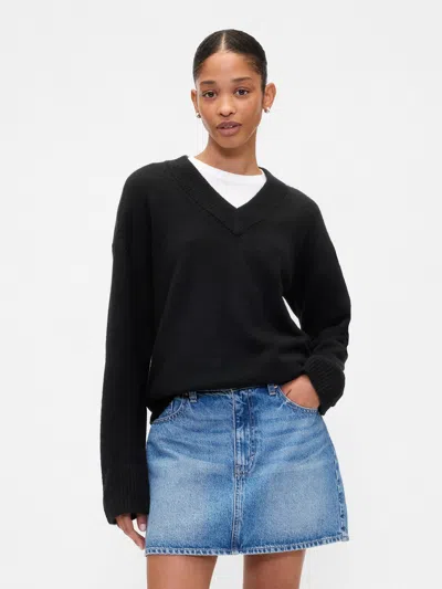 Gap Factory Oversized V-neck Sweater In Black