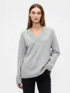 Gap Factory Oversized V-neck Sweater In Gray