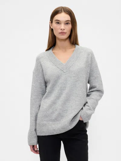Gap Factory Oversized V-neck Sweater In Gray
