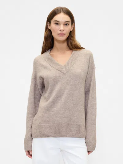 Gap Factory Oversized V-neck Sweater In Gray