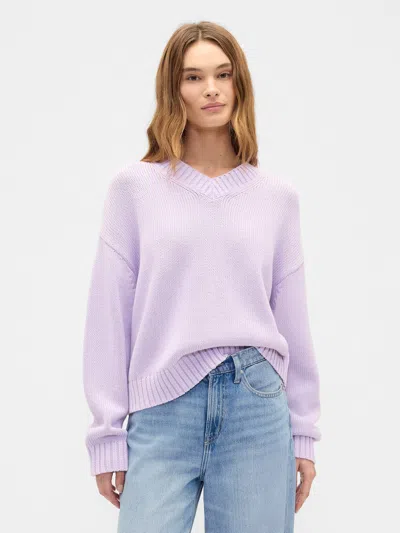 Gap Factory Oversized V-neck Sweater In Purple