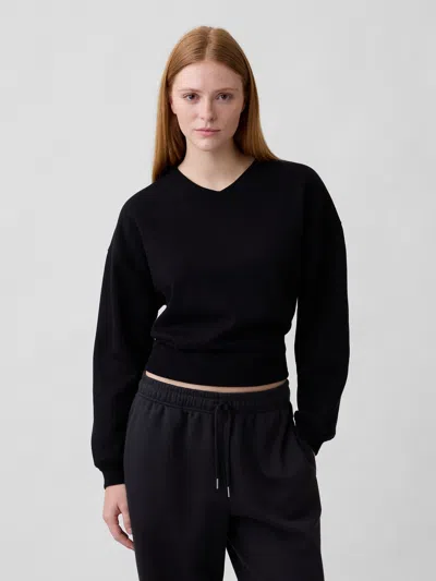 Gap Factory Oversized Wedge V-neck Sweatshirt In Black