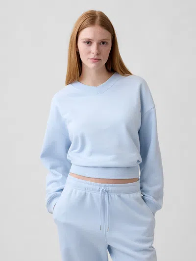 Gap Factory Oversized Wedge V-neck Sweatshirt In Blue