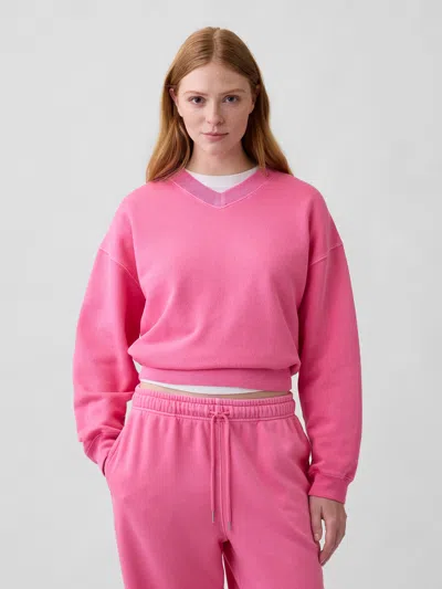 Gap Factory Oversized Wedge V-neck Sweatshirt In Pink