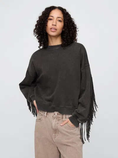 Gap Factory Oversized Western Crewneck Sweatshirt In Black