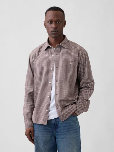 Gap Factory Oxford Shirt In Boxy Fit In Brown