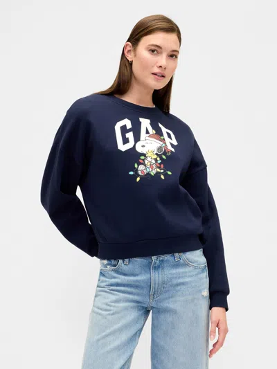 Gap Factory Peanuts Oversized Gap Logo Sweatshirt In Blue