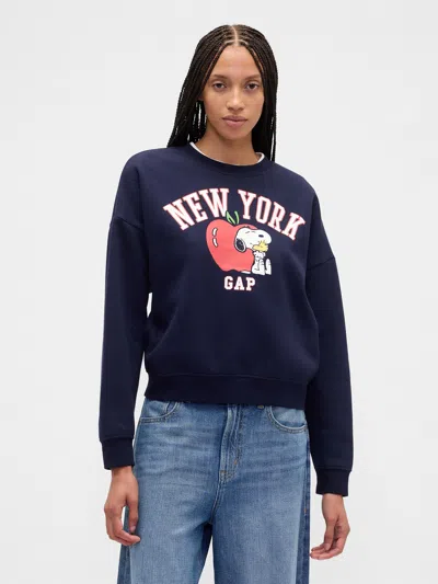 Gap Factory Peanuts Oversized Gap Logo Sweatshirt In Blue