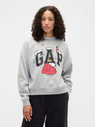 Gap Factory Peanuts Oversized Gap Logo Sweatshirt In Gray