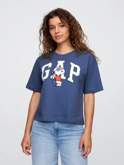 Gap Factory Peanuts Oversized Gap Logo T-shirt In Blue