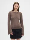 Gap Factory Pointelle Henley Top In Brown