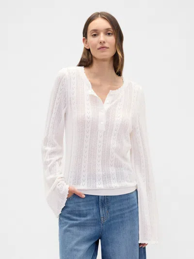 Gap Factory Pointelle Henley Top In White