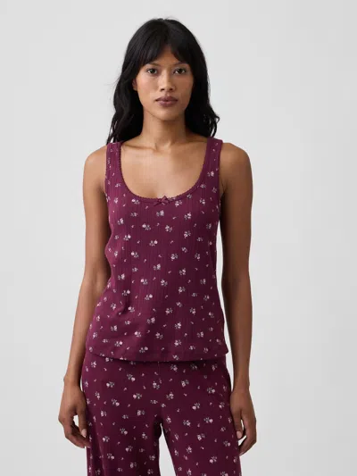 Gap Factory Pointelle Pj Tank Top In Burgundy Floral