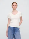 Gap Factory Pointelle Puff Sleeve Top In Metallic