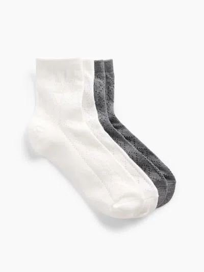 Gap Factory Pointelle Quarter Crew Socks (2-pack) In Ivory Cream Frost