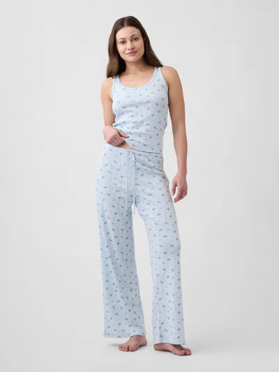 Gap Factory Pointelle Wide-leg Pj Pants In Blue