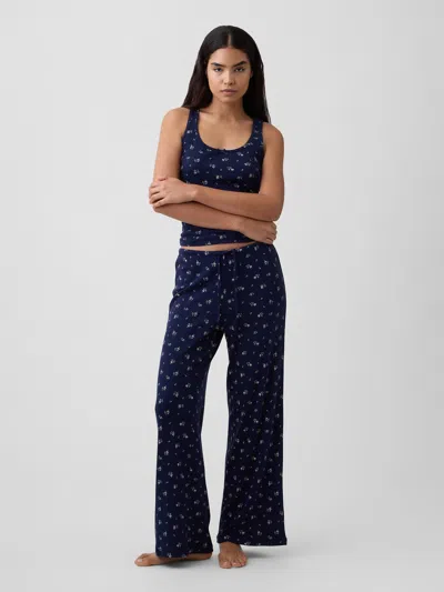 Gap Factory Pointelle Wide-leg Pj Pants In Navy Floral
