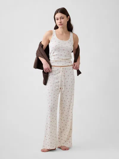 Gap Factory Pointelle Wide-leg Pj Pants In White
