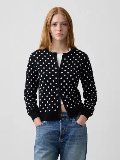 Gap Factory Polka Dot Crewneck Cardigan