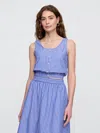 Gap Factory Poplin Cropped Scoopneck Top In Blue