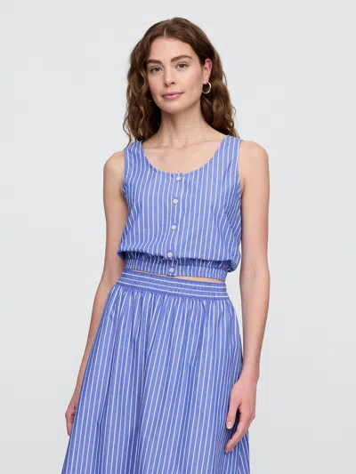Gap Factory Poplin Cropped Scoopneck Top In Blue