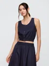 Gap Factory Poplin Cropped Scoopneck Top In Blue