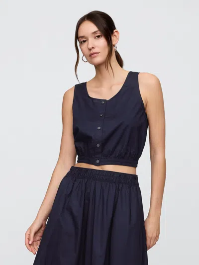 Gap Factory Poplin Cropped Scoopneck Top In Blue