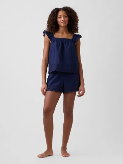 Gap Factory Poplin Eyelet Pj Shorts In Blue