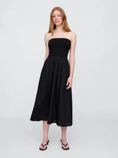 Gap Factory Poplin Midi Dress In Black
