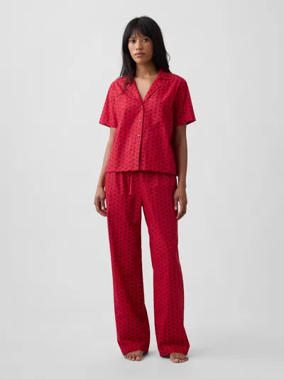 Gap Factory Poplin Pj Pants In Red Polka Dot