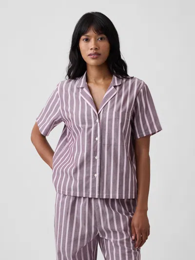 Gap Factory Poplin Pj Shirt In Burgundy Stripe