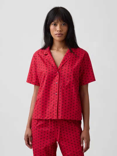 Gap Factory Poplin Pj Shirt In Red Polka Dot