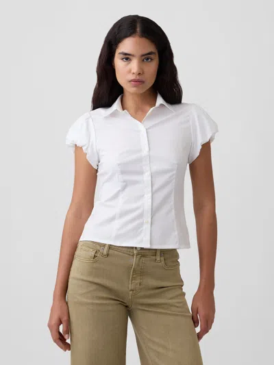 Gap Factory Poplin Puff Sleeve Shirt In Optic White