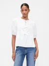 Gap Factory Poplin Puff Sleeve Tie-front Top In White