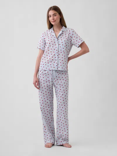 Gap Factory Print Poplin Pj Pants In Blue