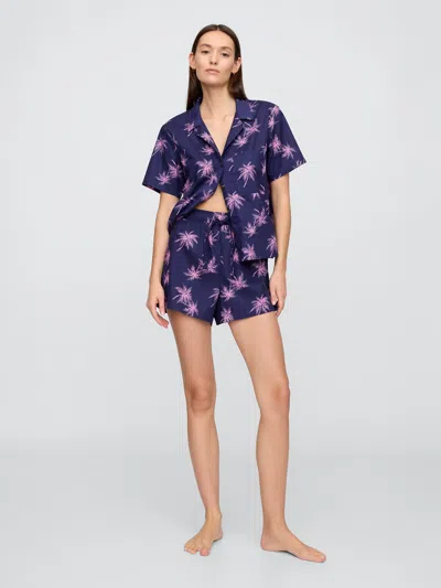 Gap Factory Print Poplin Pj Shorts In Blue