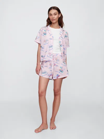 Gap Factory Print Poplin Pj Shorts In Pink