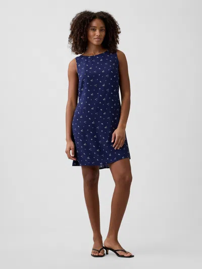 Gap Factory Print Sleeveless Mini Dress In Blue