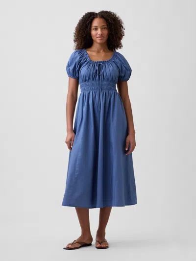 Gap Factory Puff Sleeve Maxi Dress In Blue