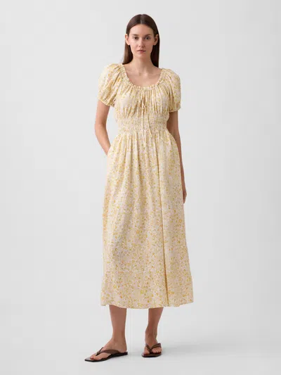 Gap Factory Puff Sleeve Maxi Dress In Yellow