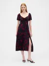 Gap Factory Puff Sleeve Midi Dress In Red