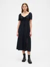 Gap Factory Puff Sleeve Midi Dress In Black